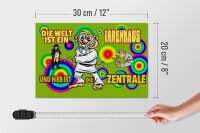 Holzschild Spruch 30x20cm Welt ist Irrenhaus hier ist Zentrale
