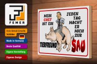 Holzschild Spruch 30x20cm Chef ist Tierfreund macht mich