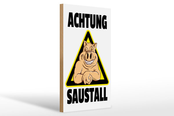 Holzschild Tiere 20x30cm Schwein Achtung Saustall