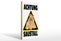 Holzschild Tiere 20x30cm Schwein Achtung Saustall