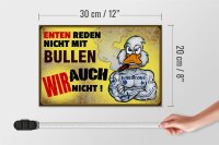 Holzschild Spruch 30x20cm Enten reden nicht mit Bullen