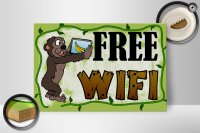 Holzschild Hinweis 30x20cm Free WiFi Internet