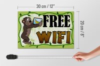 Holzschild Hinweis 30x20cm Free WiFi Internet