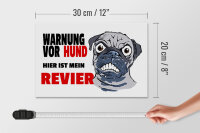 Holzschild Hinweis 30x20cm Warnung Hund hier mein Revier