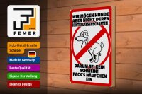 Holzschild Hinweis 20x30cm wir mögen keine Hundehäufchen