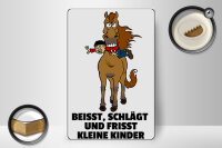 Holzschild Hinweis 20x30cm Pferd beisst frisst Kinder