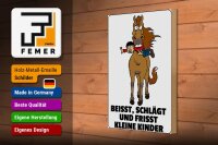 Holzschild Hinweis 20x30cm Pferd beisst frisst Kinder