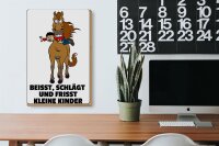 Holzschild Hinweis 20x30cm Pferd beisst frisst Kinder