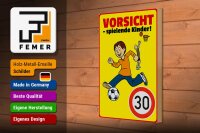 Holzschild Hinweis 20x30cm Vorsicht spielende Kinder 30Kmh