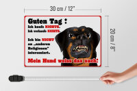 Holzschild Hinweis 30x20cm kaufe nichts Mein Hund weiß das