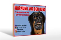 Holzschild Hinweis 30x20cm Warnung vor Hund Multi Sprachen
