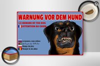 Holzschild Hinweis 30x20cm Warnung vor Hund Multi Sprachen