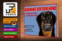 Holzschild Hinweis 30x20cm Warnung vor Hund Multi Sprachen