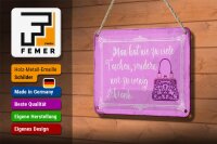Blechschild Spruch 18x12cm man hat nie zu viele Taschen