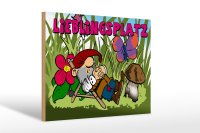 Holzschild Spruch 30x20cm Lieblingsplatz Zwerg im Garten