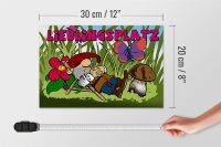 Holzschild Spruch 30x20cm Lieblingsplatz Zwerg im Garten