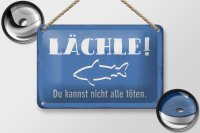Blechschild Spruch 12x18cm lächle Du kannst nicht alle