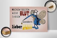 Holzschild Spruch 30x20cm Mücken sollten nicht Blut saugen