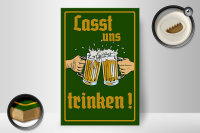 Holzschild Alkohol 20x30cm Bier lasst uns trinken Gläser