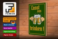 Holzschild Alkohol 20x30cm Bier lasst uns trinken Gläser