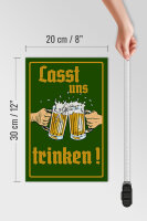Holzschild Alkohol 20x30cm Bier lasst uns trinken Gläser