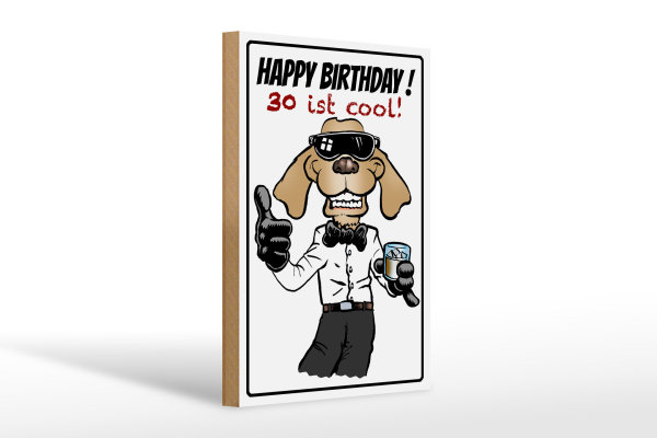 Holzschild Spruch 20x30cm Happy Birthday 30 is cool