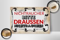 Holzschild Spruch 30x20cm Nichtraucher bitte draußen