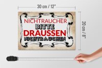 Holzschild Spruch 30x20cm Nichtraucher bitte draußen