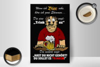 Holzschild Spruch 20x30cm wenn ich Bier sehe höre ich 2