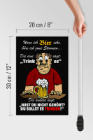 Holzschild Spruch 20x30cm wenn ich Bier sehe höre ich 2