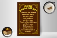 Holzschild Spruch 20x30cm mein Grillrezept zuerst ein Bier