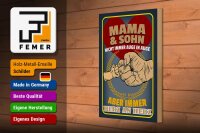 Holzschild Spruch 20x30cm Mama und Sohn immer Herz an Herz