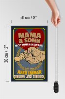 Holzschild Spruch 20x30cm Mama und Sohn immer Herz an Herz