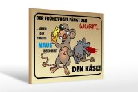 Holzschild Spruch 30x20cm der frühe Vogel fängt...