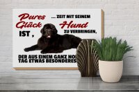 Holzschild Spruch 30x20cm pures Glück ist Zeit mit Hund