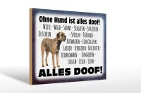 Holzschild Spruch 30x20cm ohne Hund ist alles doof