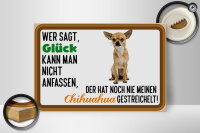 Holzschild Spruch 30x20cm wer sagt Glück Chihuahua Hund