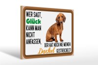 Holzschild Spruch 30x20cm wer sagt Glück Dackel Hund