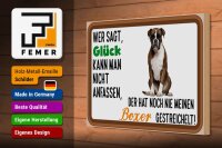 Holzschild Spruch 30x20cm Glück nicht anfassen Boxer Hund