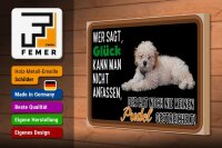 Holzschild Spruch 30x20cm Glück nicht anfassen Pudel Hund