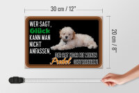 Holzschild Spruch 30x20cm Glück nicht anfassen Pudel Hund