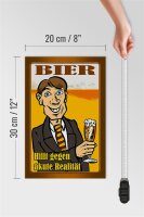 Holzschild Alkohol 20x30cm Bier hilft gegen akute Realität
