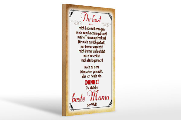 Holzschild Spruch 20x30cm Danke du bist die Beste Mama