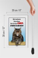 Holzschild Spruch 20x30cm Katze bei meinem Herrchen Chef