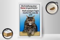 Holzschild Spruch 20x30cm die Erziehung einer Katze leicht