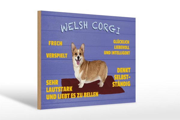 Holzschild Spruch 30x20cm Welsh Corgi Hund frech verspielt