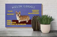 Holzschild Spruch 30x20cm Welsh Corgi Hund frech verspielt