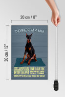 Holzschild Spruch 20x30cm Dobermann Hund fast learn and