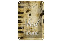 Blechschild Retro 12x18cm Musik ist meine Therapie Schild