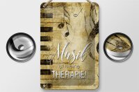 Blechschild Retro 12x18cm Musik ist meine Therapie Schild